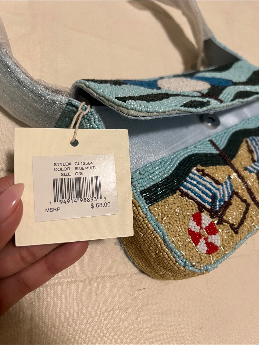 Sol & Mer Beaded Beach Scene Shoulder Bag - Picture 13 of 13
